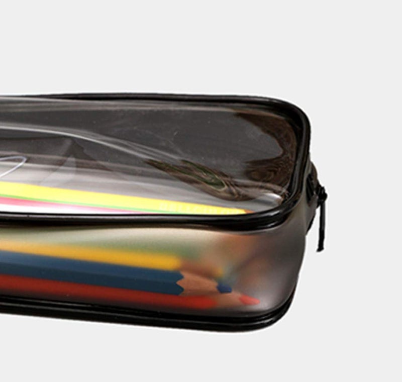 Funny live Clear Pen Pencil Case Pouch Big Capacity Pencil Case Bag Storage Bag Holder Transparent PVC Pen Bag Pencil Pouch for Office & School Supplies, Travel Cosmetic Makeup Bag, Black - Image 5